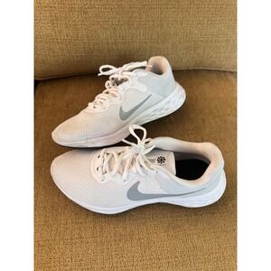 Nike Revolution‎ 6 White & Silver Women's Size 6.5 Sneakers DC3728-100 Running